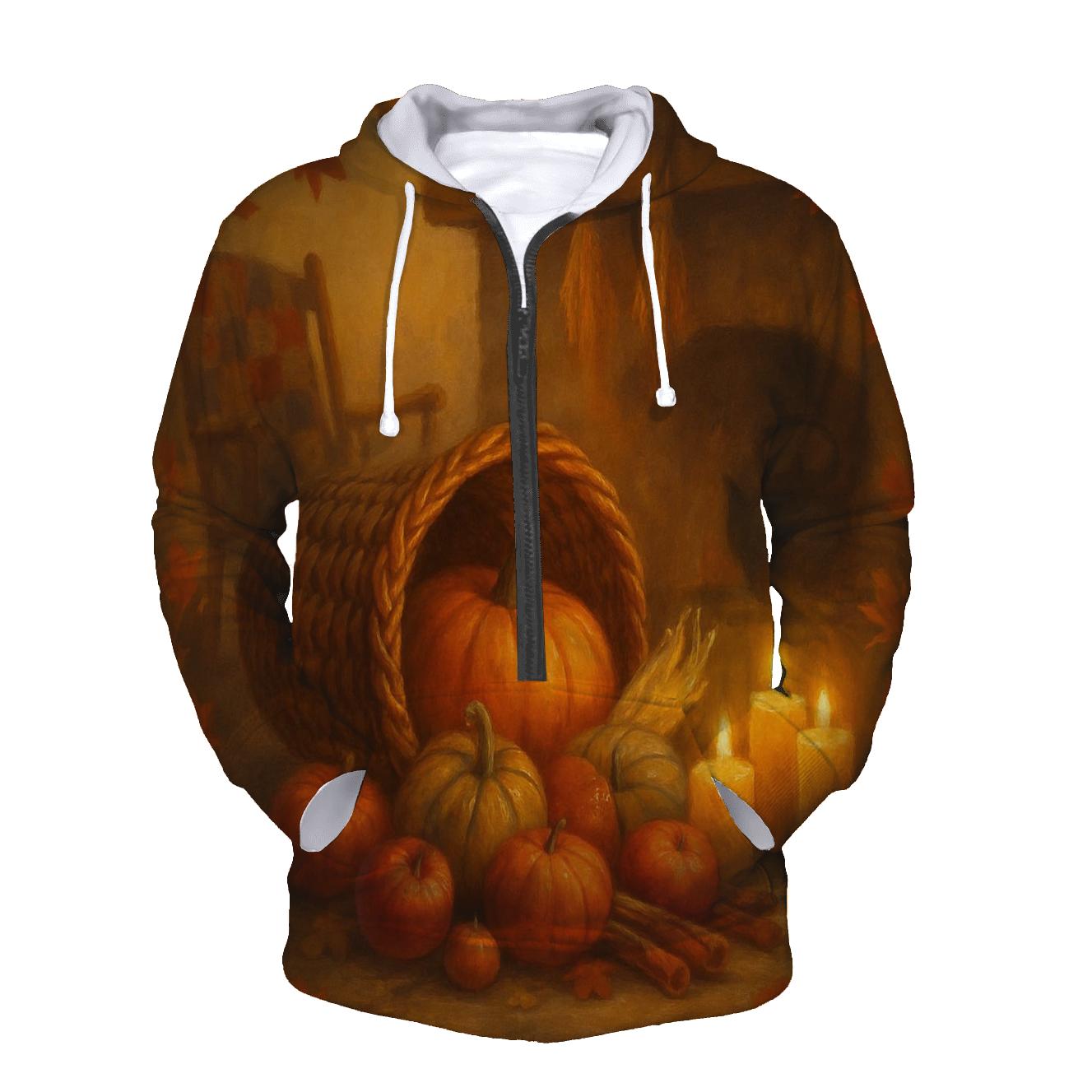 Candlelit Cornucopia Hearth embroidered hoodies