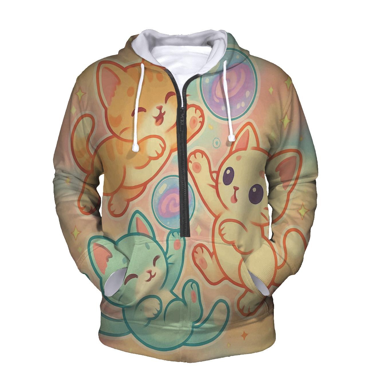 Candy Cloud Kittens In Bubble Orbit lightweight hoodies