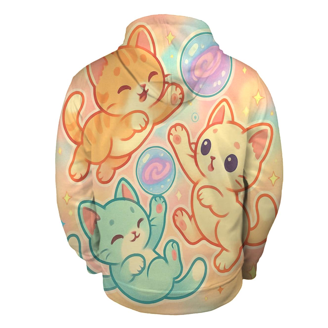 Candy Cloud Kittens In Bubble Orbit lightweight hoodies