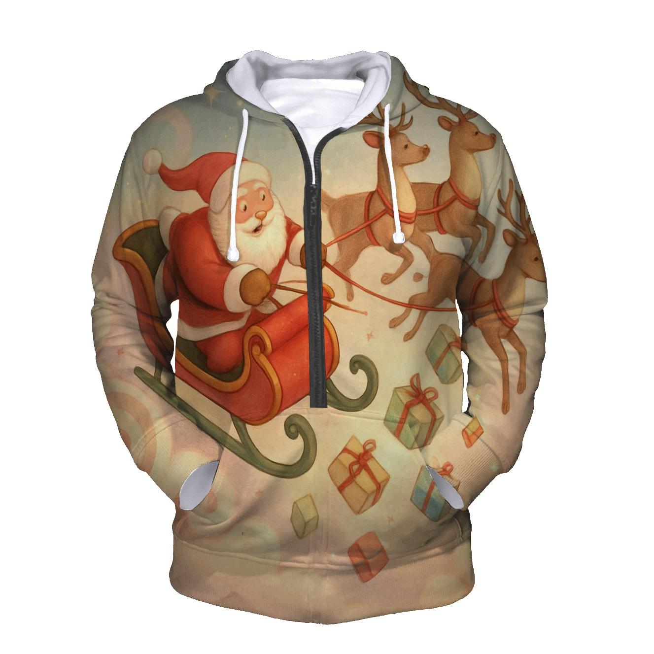 Storybook Sleigh Dive Through Candy Cloud Skies graphic hoodies