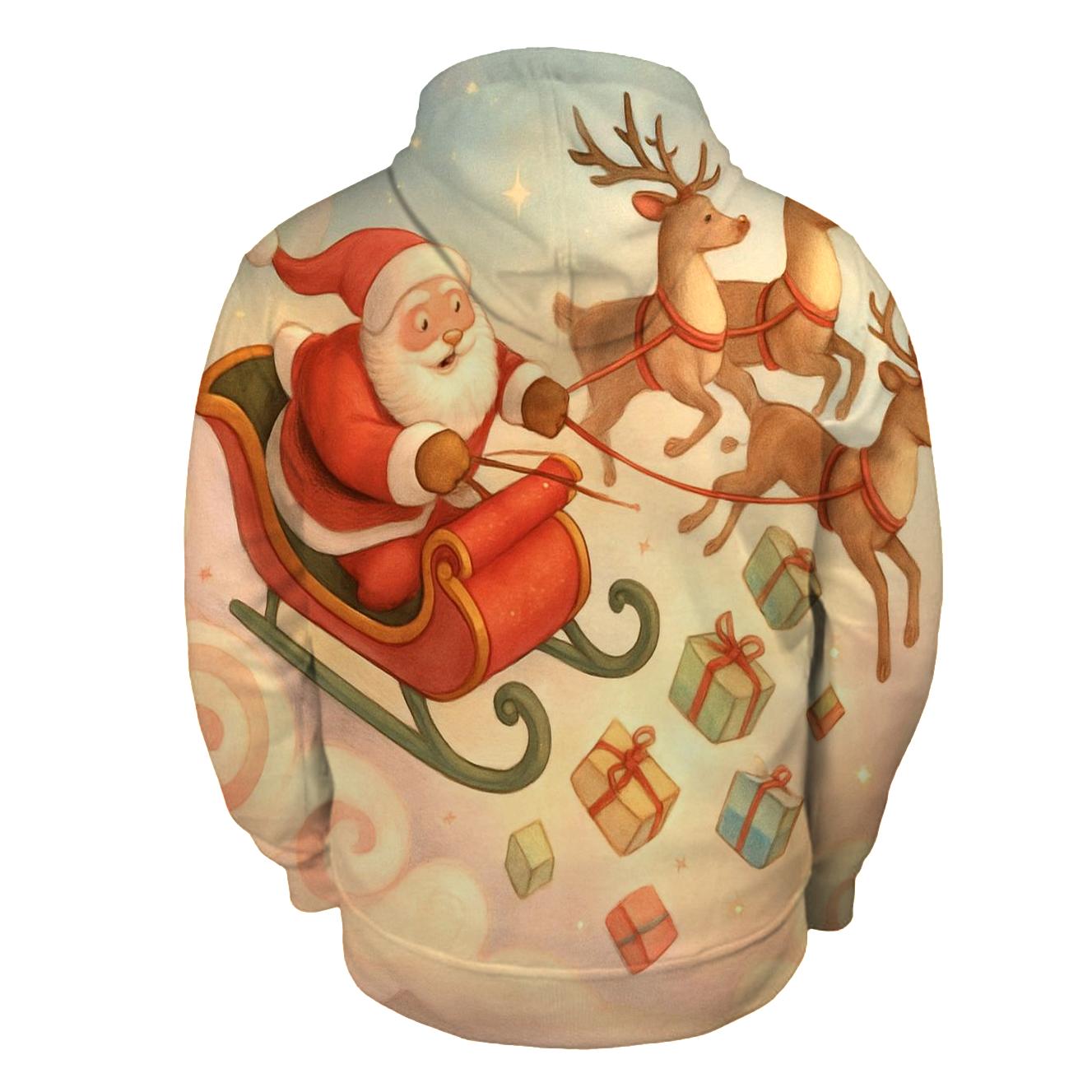 Storybook Sleigh Dive Through Candy Cloud Skies graphic hoodies