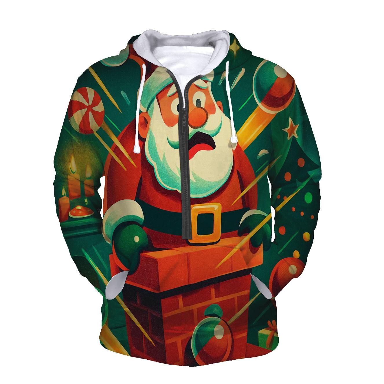 Santa Stuck Chimney Peppermint Pinball embroidered hoodies