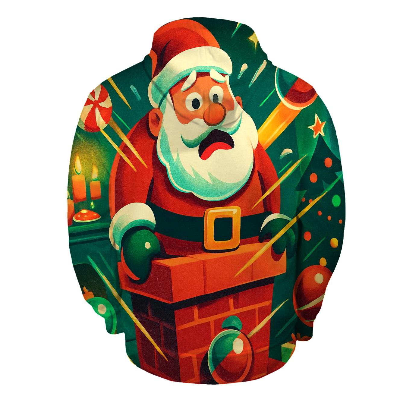 Santa Stuck Chimney Peppermint Pinball embroidered hoodies