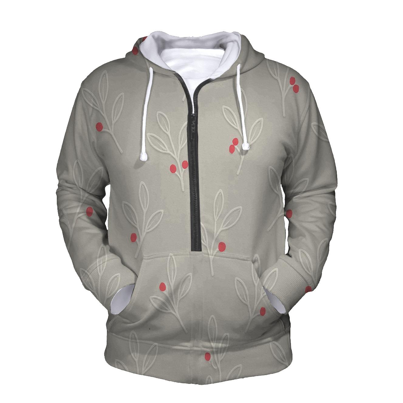 Minimal Mistletoe Emboss Scatter On Warm Light Gray Background premium hoodies