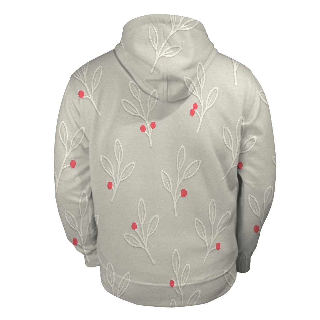 Minimal Mistletoe Emboss Scatter On Warm Light Gray Background premium hoodies