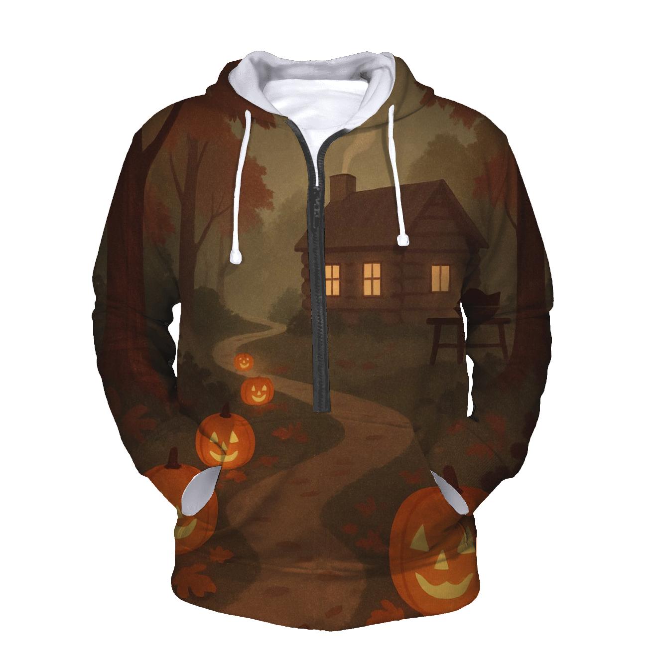 Harvest Lantern Path To Cozy Cabin custom hoodies