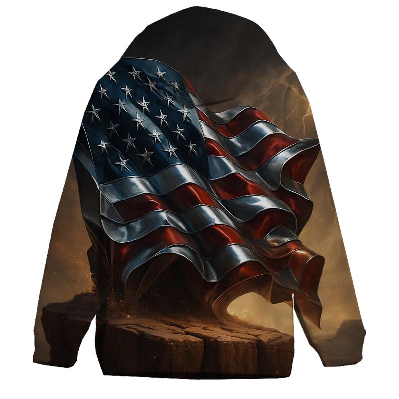 Chrome Flag Over Thunder Mesa embroidered hoodies
