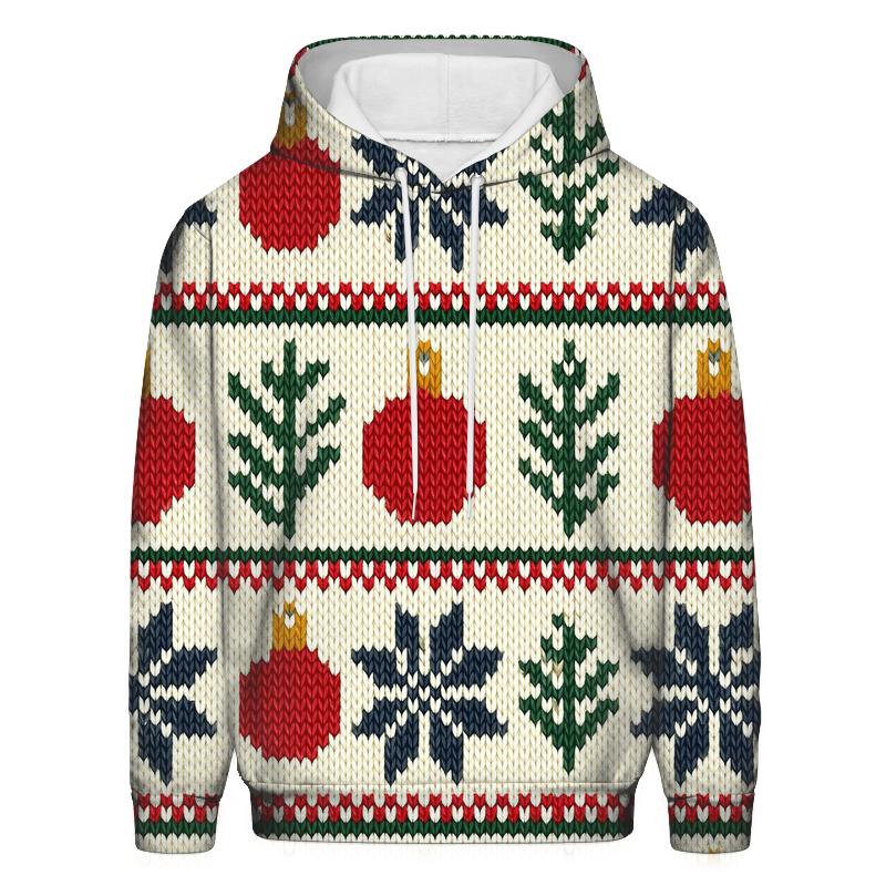 Nordic Snowflake And Ornament Fair Isle Grid On Cream White Background lightweight hoodies
