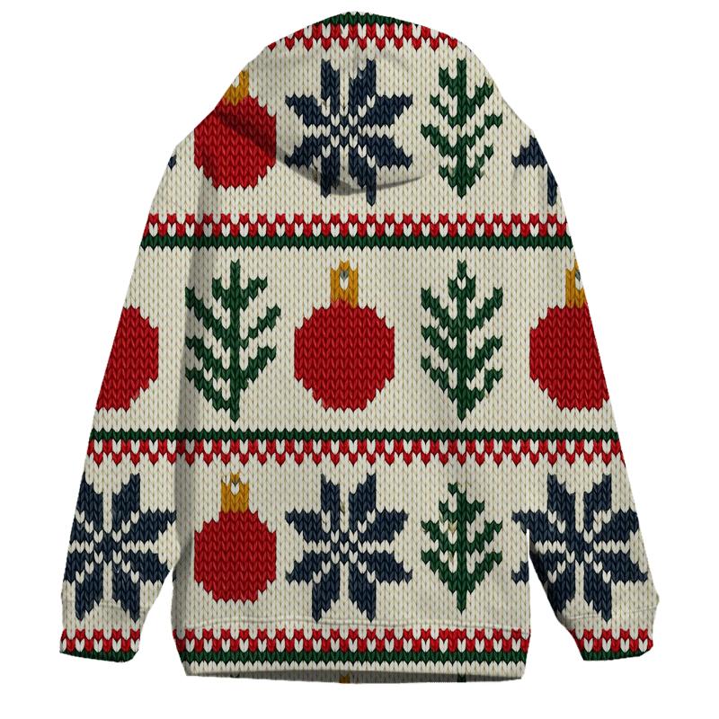 Nordic Snowflake And Ornament Fair Isle Grid On Cream White Background lightweight hoodies