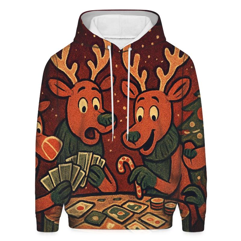 Reindeer Card Game Cabin Chaos graphic hoodies
