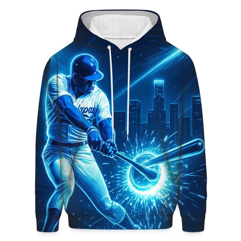 Neon Bat Spark Impact In The Night Skyline printed hoodies