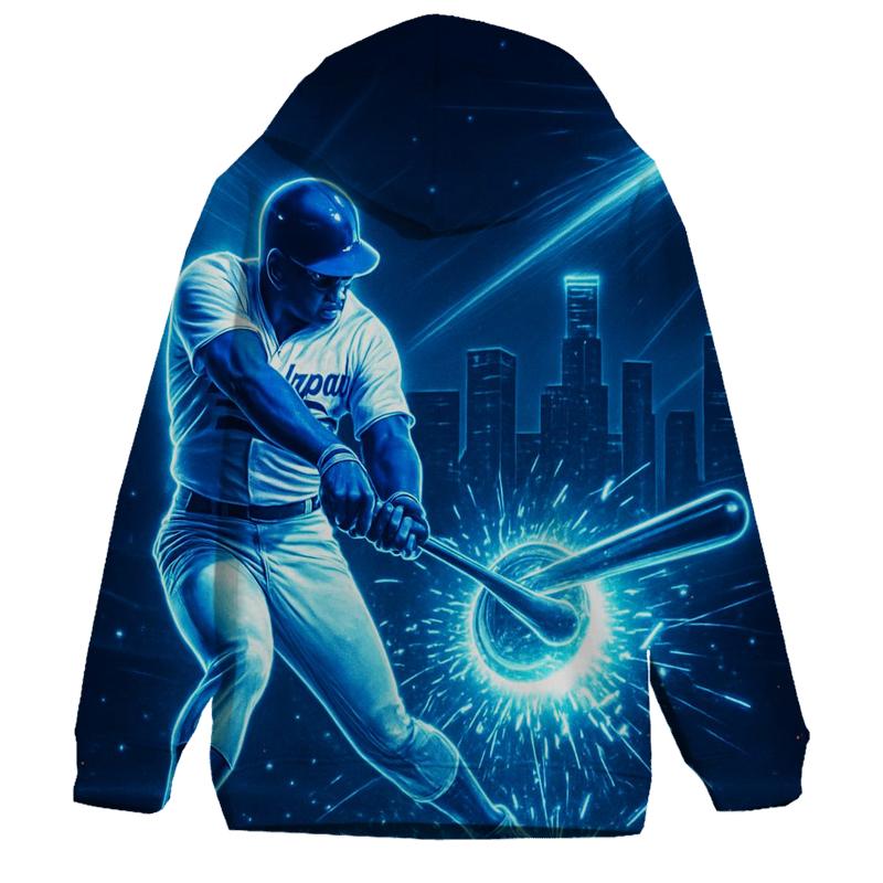 Neon Bat Spark Impact In The Night Skyline printed hoodies