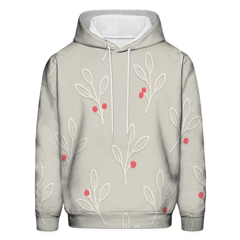 Minimal Mistletoe Emboss Scatter On Warm Light Gray Background embroidered hoodies