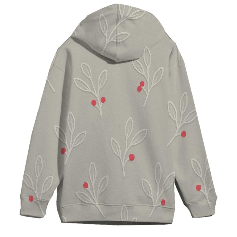 Minimal Mistletoe Emboss Scatter On Warm Light Gray Background embroidered hoodies