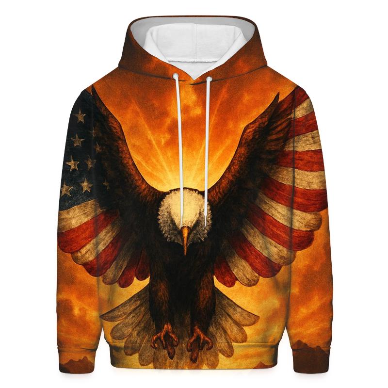 Eagle Sentinel With Burning Horizon Flag hoodies fashion