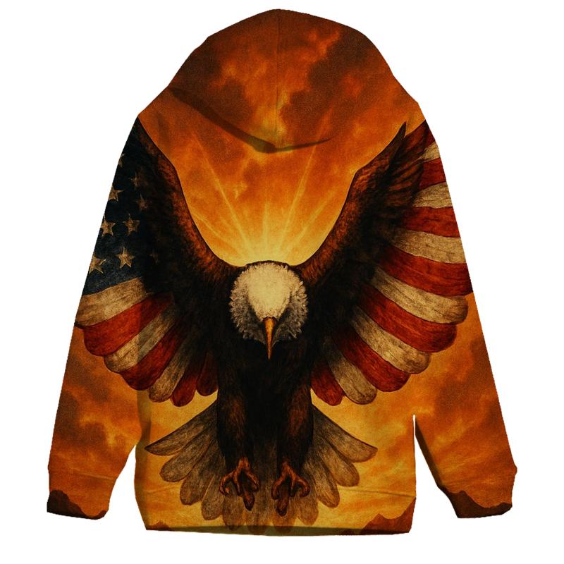 Eagle Sentinel With Burning Horizon Flag hoodies fashion