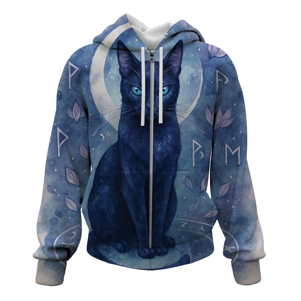Moonlit Rune Guardian Cat premium hoodies