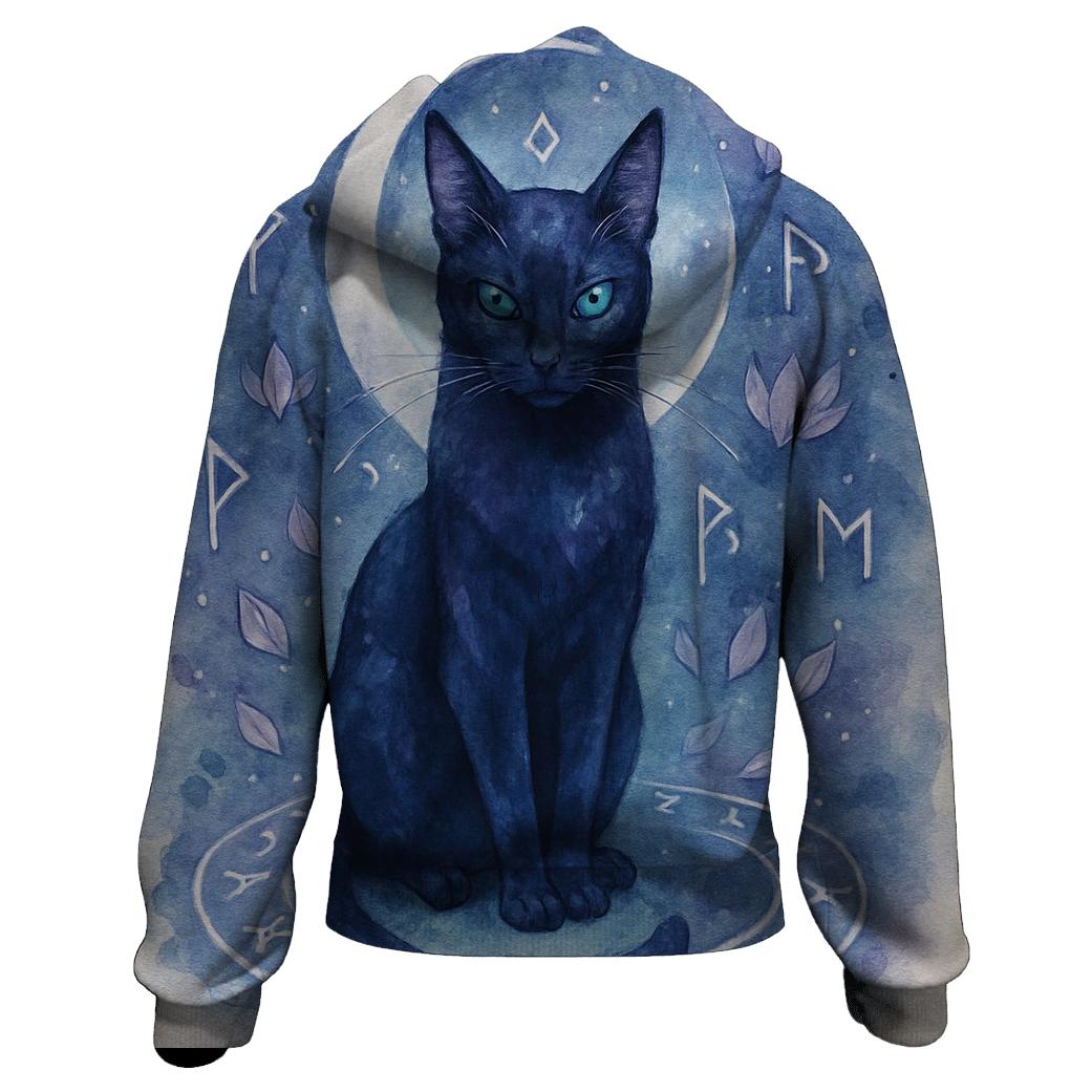 Moonlit Rune Guardian Cat premium hoodies