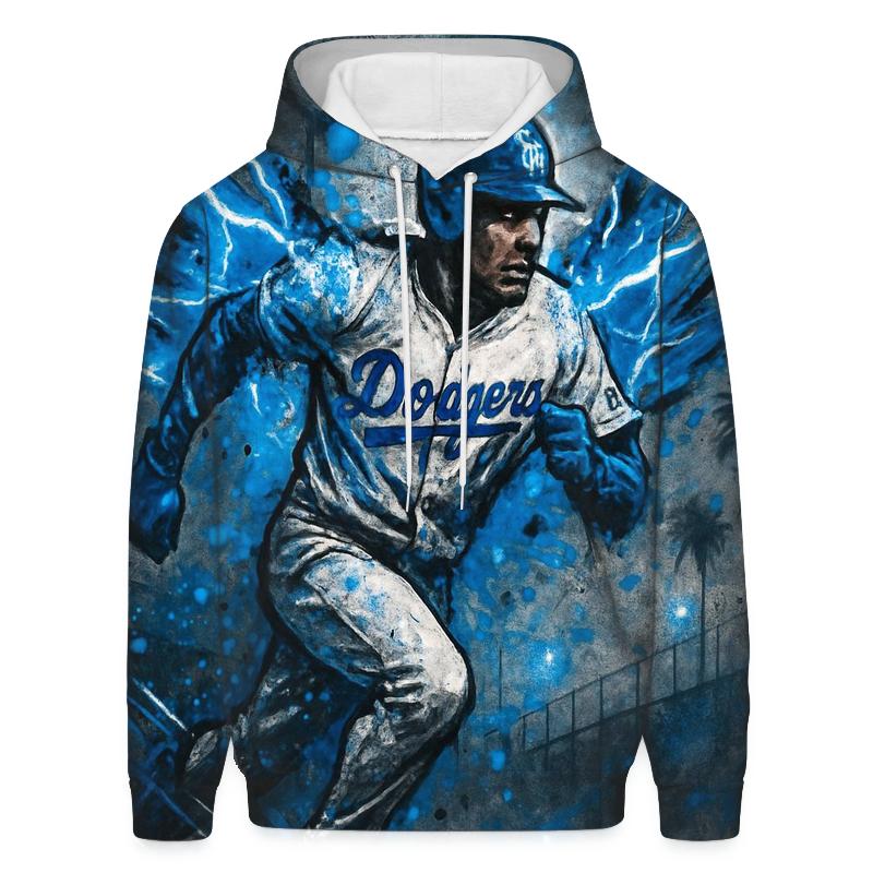 Graffiti Winged Runner Through Blue Lightning Basepaths hoodies fashion