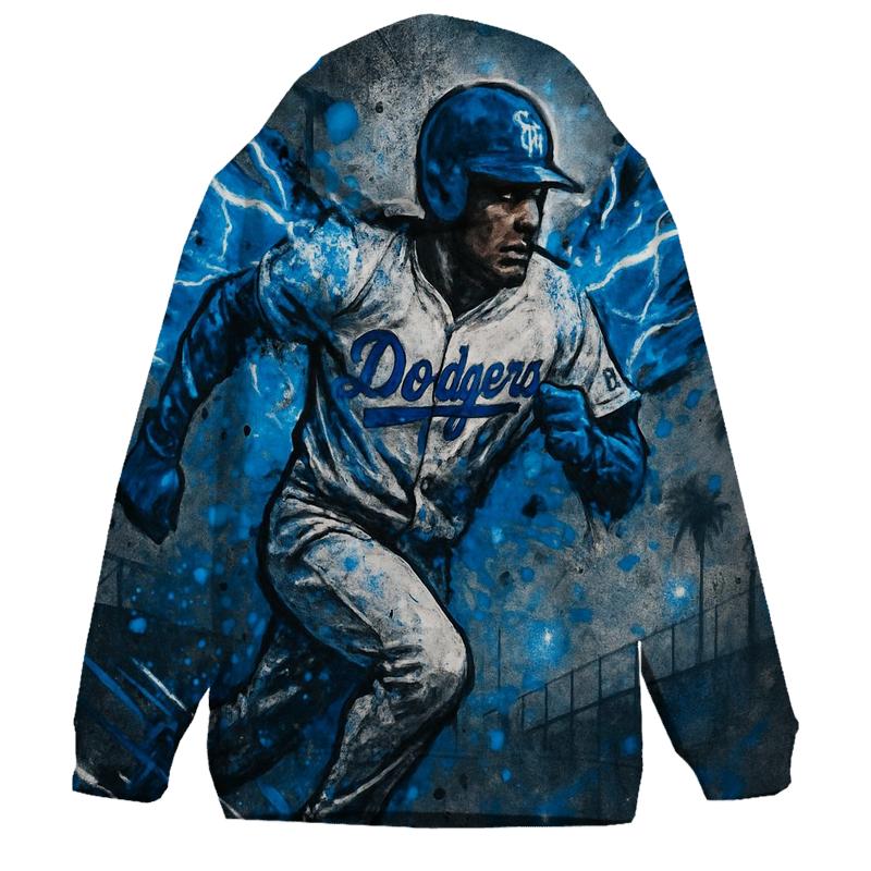 Graffiti Winged Runner Through Blue Lightning Basepaths hoodies fashion