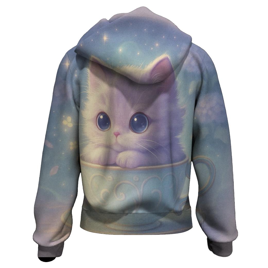 Moonlit Teacup Kitten Reverie pullover hoodies