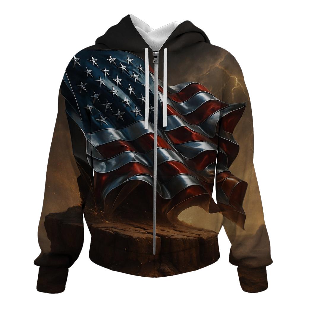 Chrome Flag Over Thunder Mesa lightweight hoodies