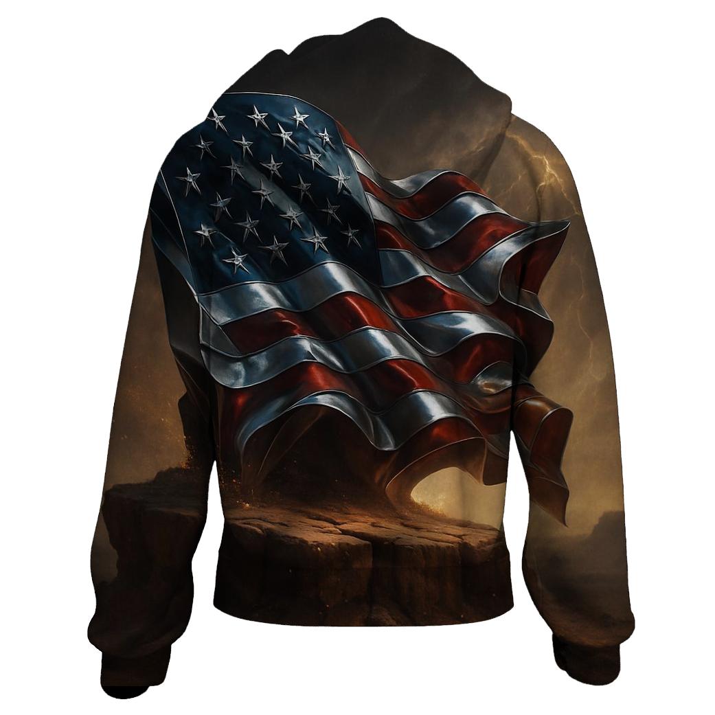 Chrome Flag Over Thunder Mesa lightweight hoodies