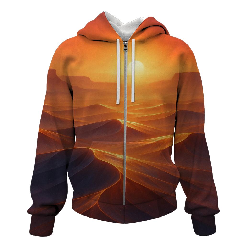 Saffron Mirage Over Glass Dunes graphic hoodies