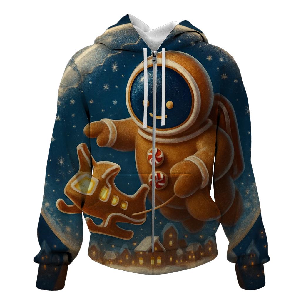 Gingerbread Spaceport Snowglobe Landing lightweight hoodies