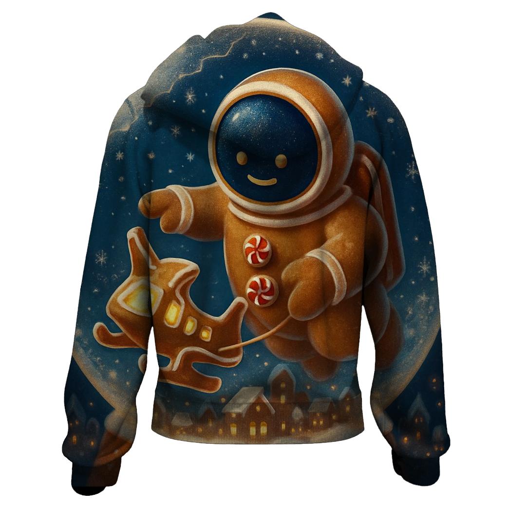 Gingerbread Spaceport Snowglobe Landing lightweight hoodies