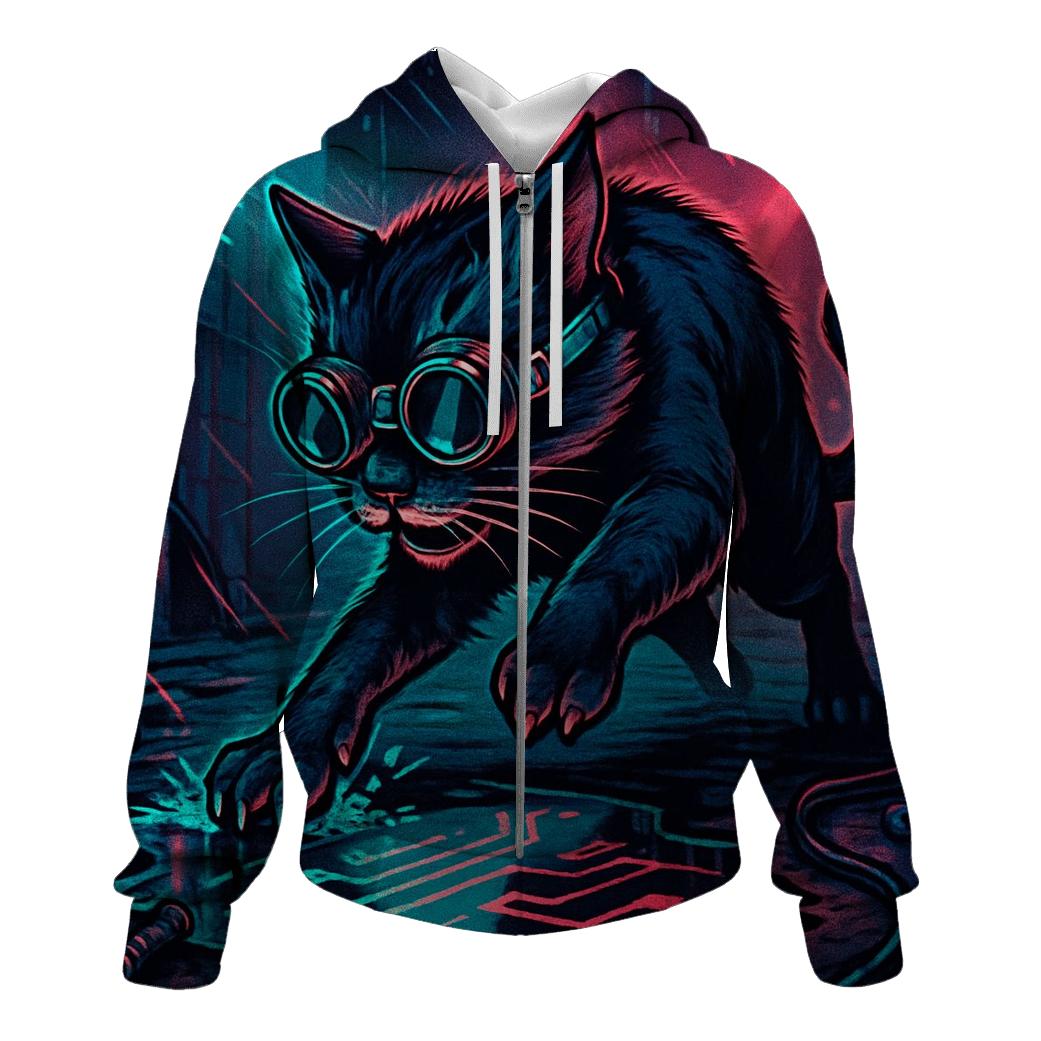 Neon Alley Gearhead Cat heavyweight hoodies