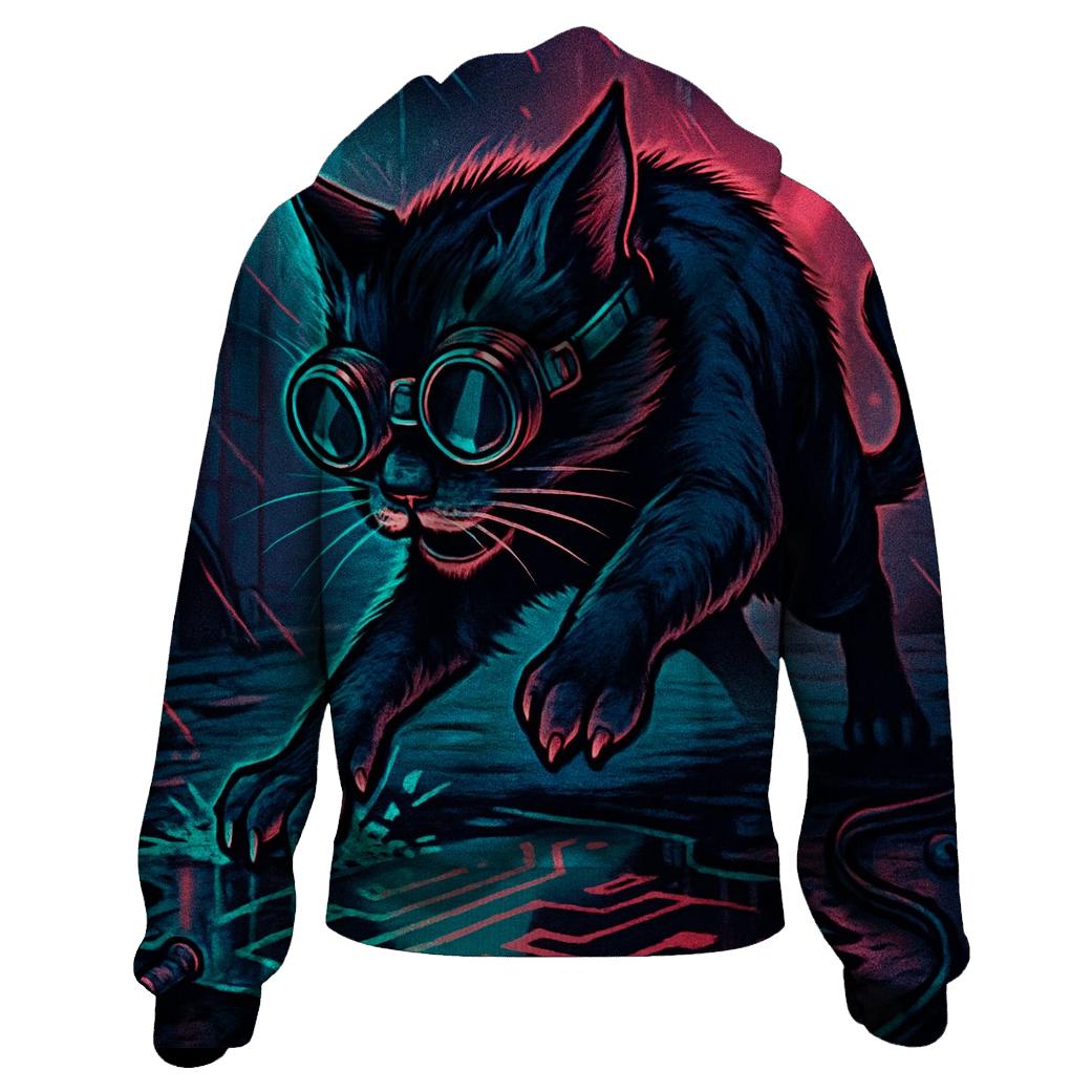 Neon Alley Gearhead Cat heavyweight hoodies