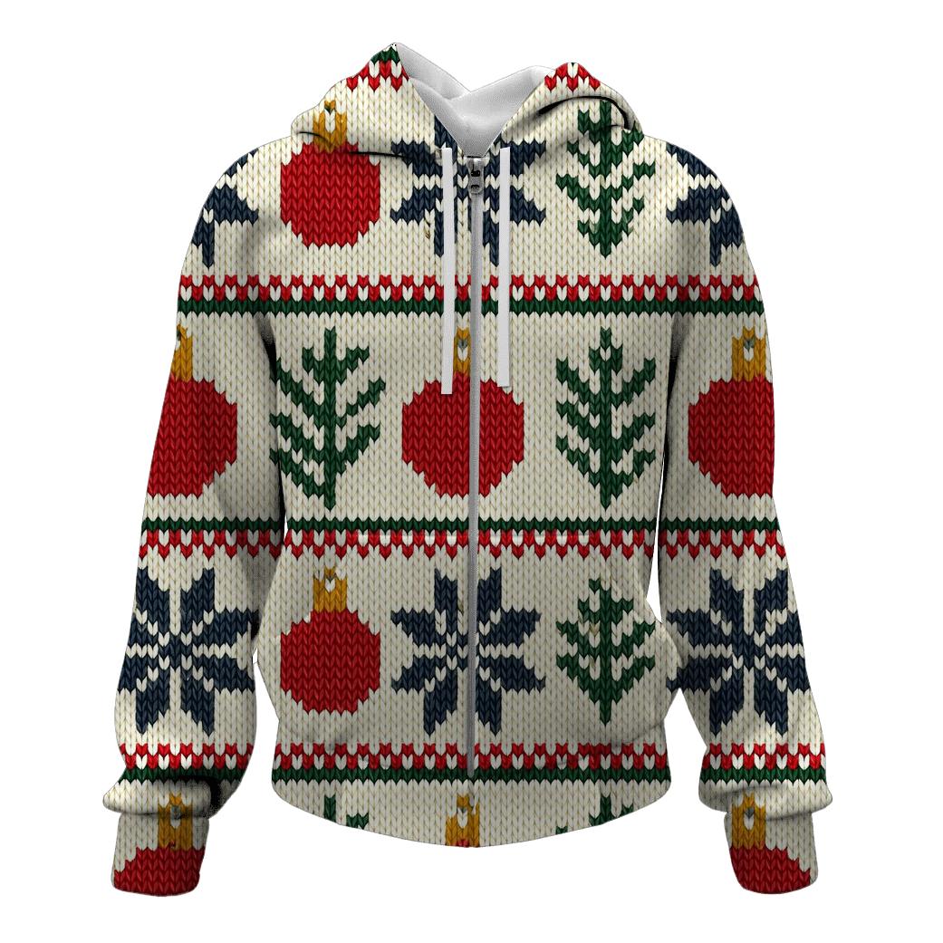 Nordic Snowflake And Ornament Fair Isle Grid On Cream White Background designer hoodies