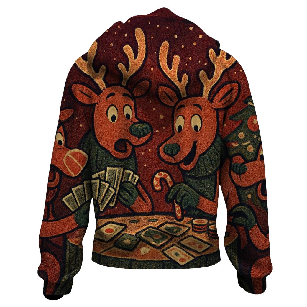 Reindeer Card Game Cabin Chaos lightweight hoodies
