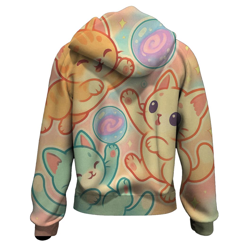 Candy Cloud Kittens In Bubble Orbit custom hoodies