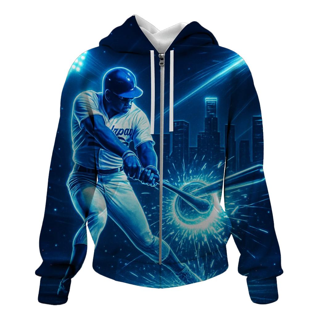 Neon Bat Spark Impact In The Night Skyline printed hoodies