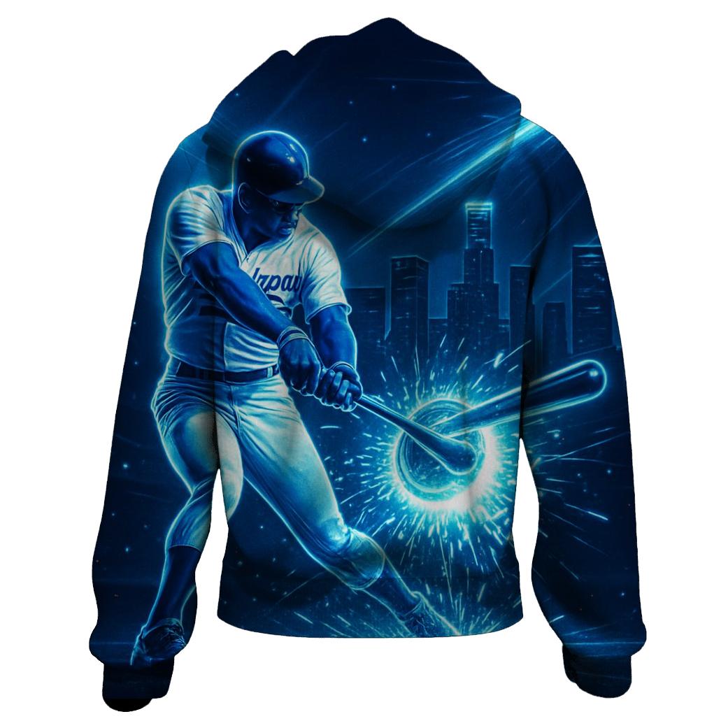 Neon Bat Spark Impact In The Night Skyline printed hoodies