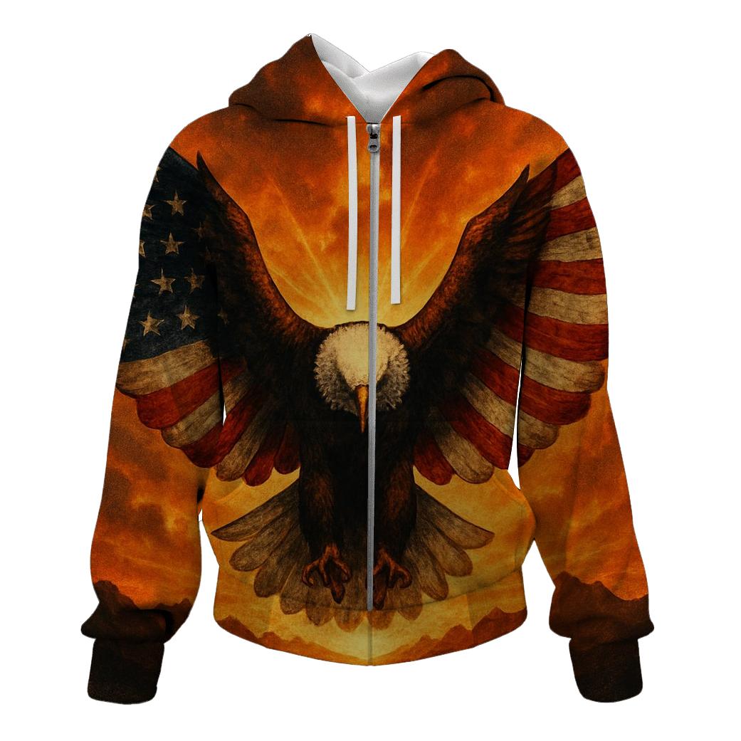 Eagle Sentinel With Burning Horizon Flag hoodie designs