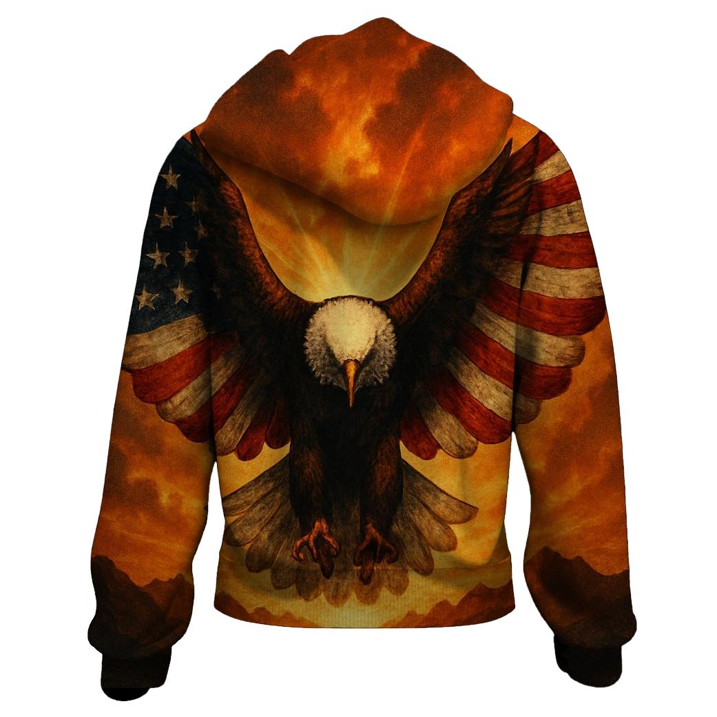 Eagle Sentinel With Burning Horizon Flag hoodie designs