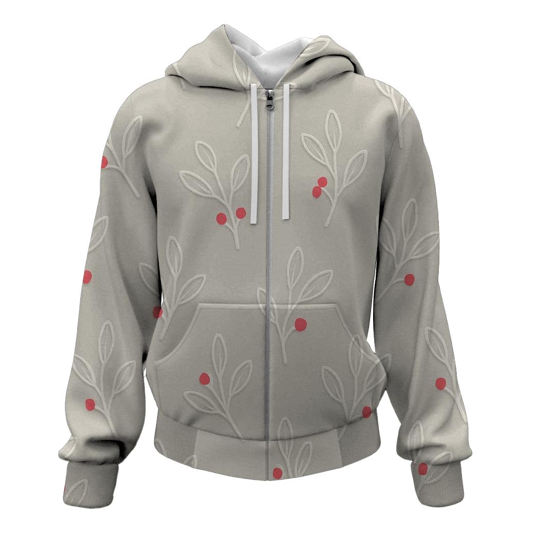 Minimal Mistletoe Emboss Scatter On Warm Light Gray Background graphic hoodies