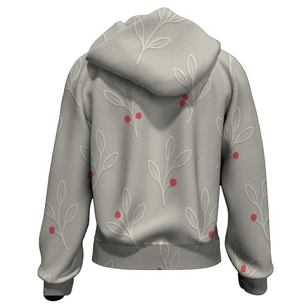 Minimal Mistletoe Emboss Scatter On Warm Light Gray Background graphic hoodies