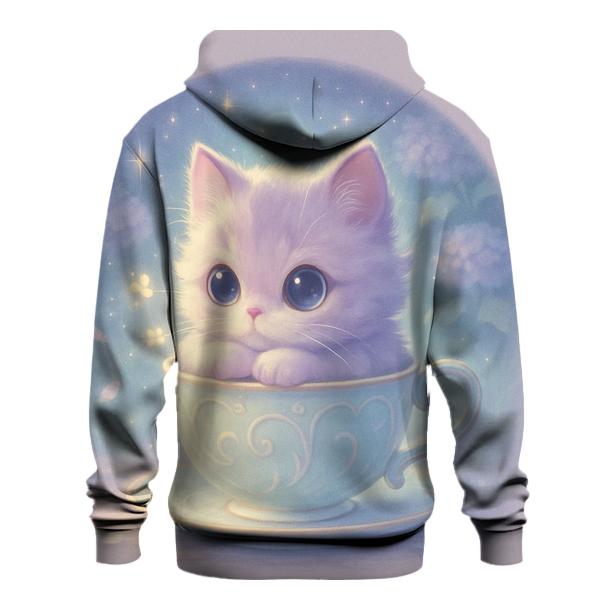 Moonlit Teacup Kitten Reverie embroidered hoodies