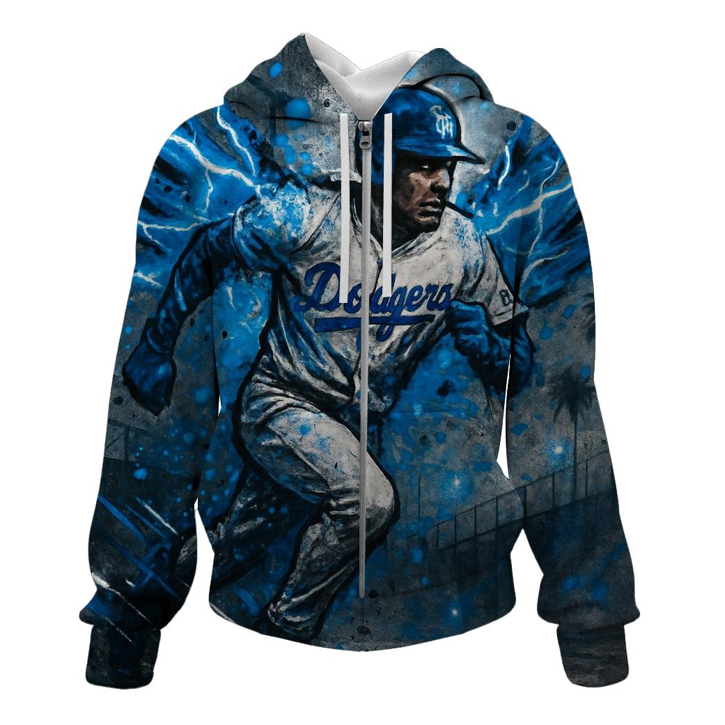 Graffiti Winged Runner Through Blue Lightning Basepaths hoodies fashion