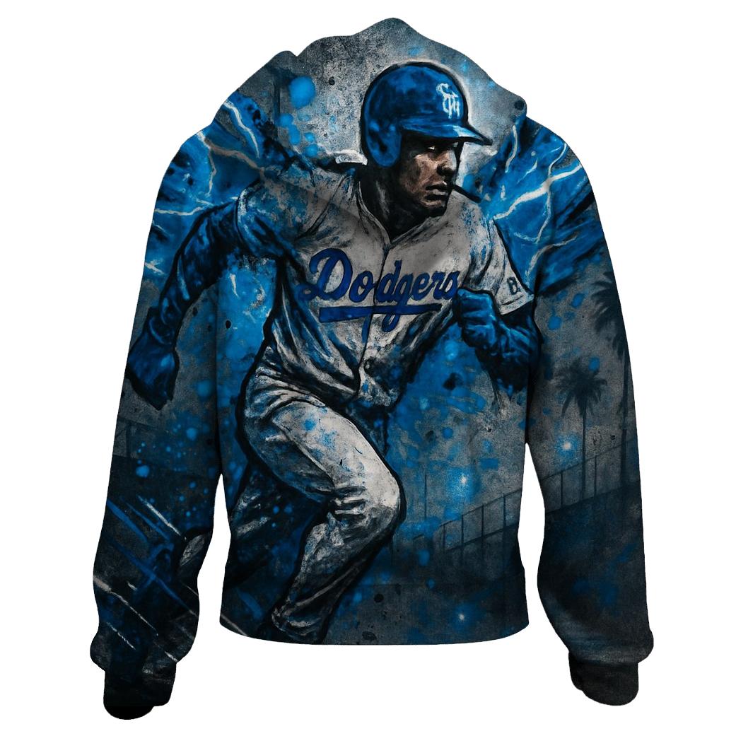 Graffiti Winged Runner Through Blue Lightning Basepaths hoodies fashion