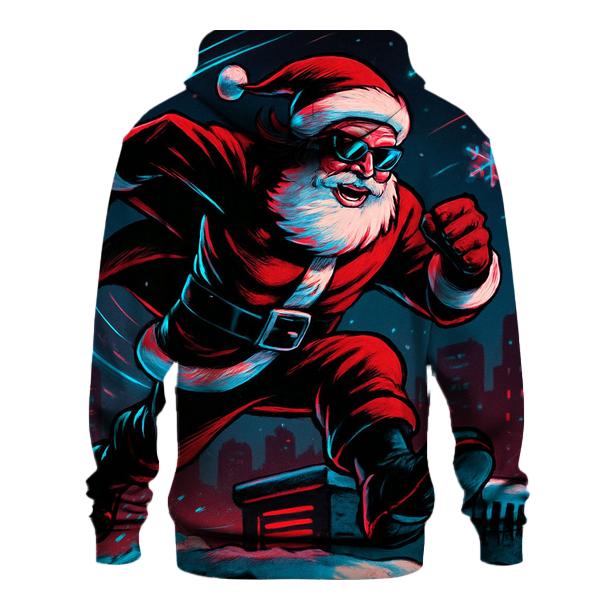 Neon Midnight Santa On The Rooftop Run heavyweight hoodies