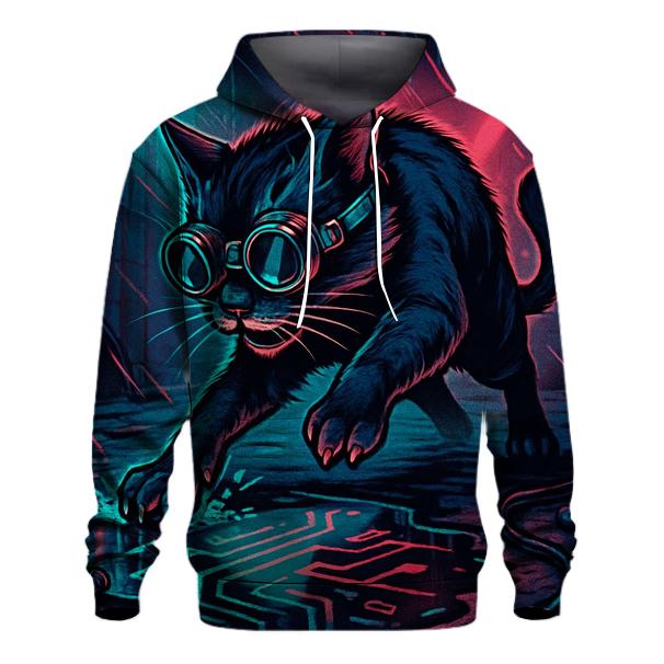 Neon Alley Gearhead Cat designer hoodies