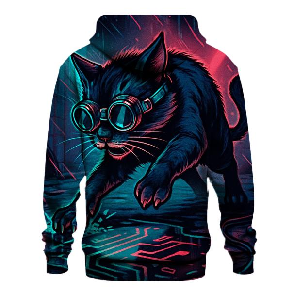 Neon Alley Gearhead Cat designer hoodies