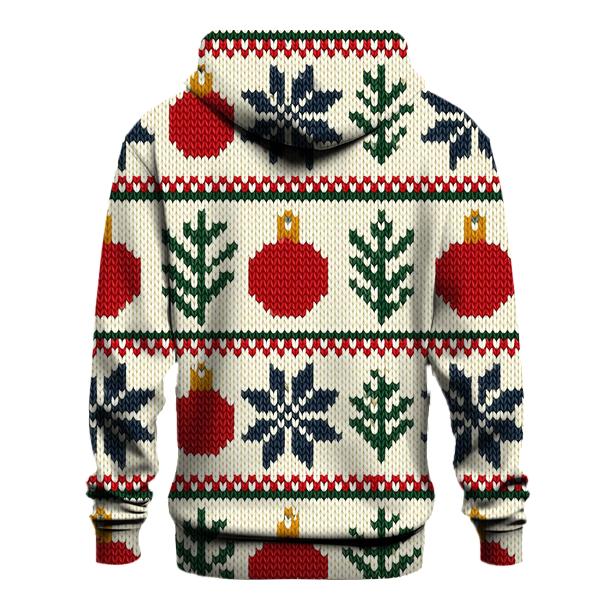 Nordic Snowflake And Ornament Fair Isle Grid On Cream White Background hoodie designs