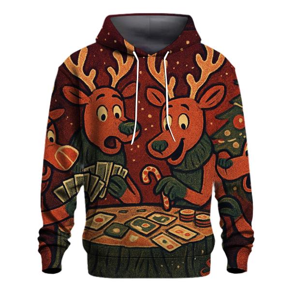 Reindeer Card Game Cabin Chaos zip-up hoodies