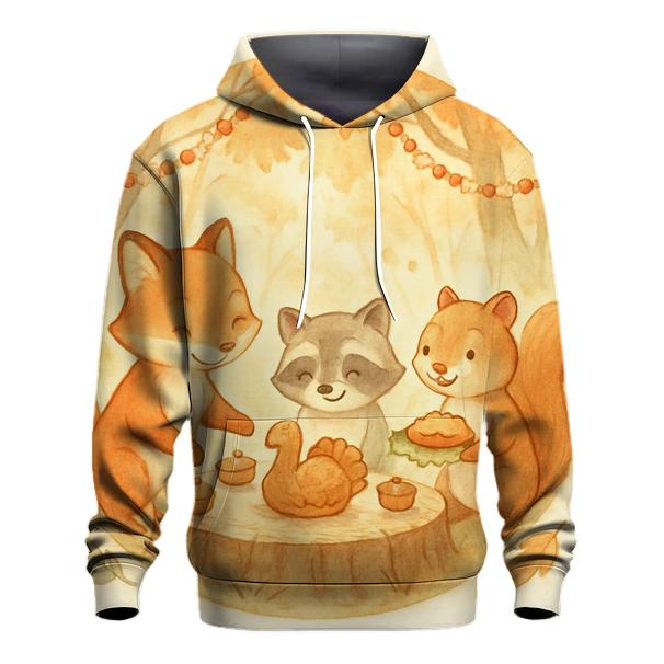 Autumn Wildlife Feast Circle printed hoodies